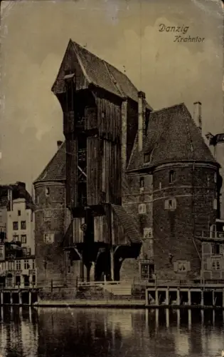 Ak Gdańsk Danzig,  Krahntor,  Architektur, Wasseransicht