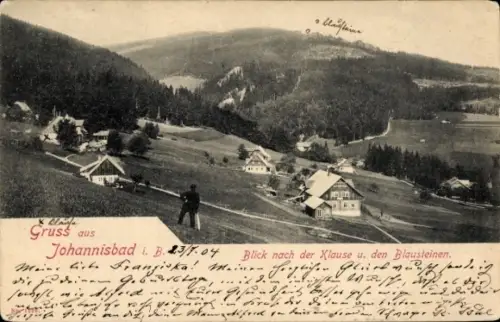 Ak Janské Lázně Johannisbad Region Königgrätz, Blick nach der Klause, Blausteine