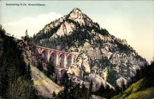 Ak Semmering in Niederösterreich, Semmering N.Oe. Krauselklause, Berglandschaft, Viadukt