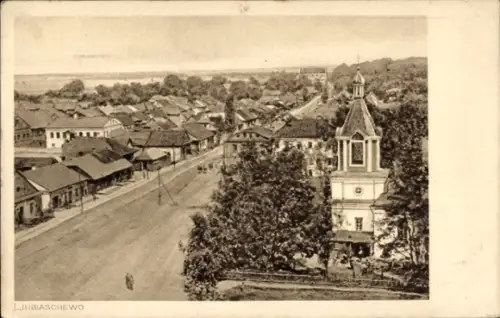 Ak Ljubiaschewo Russland, Straßenpartie, Teilansicht