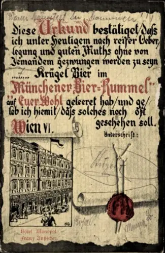 Passepartout Ak Wien 6. Mariahilf Österreich, Münchener Bier-Rummel, Mariahilferstr. 81, Münchnerhof