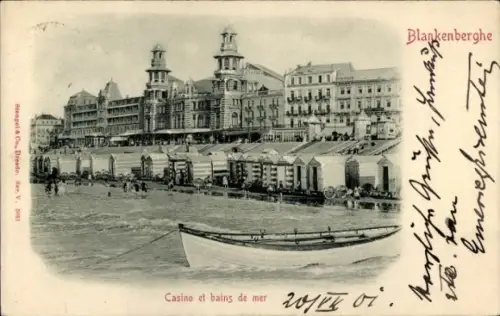 Relief Ak Blankenberghe Blankenberge Westflandern, Casino, Strand