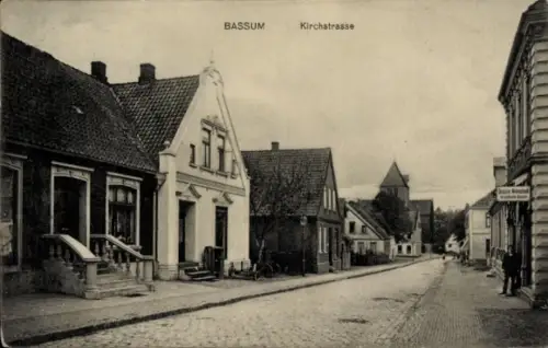 Ak Bassum in Niedersachsen, Kirchstraße, Geschäfte