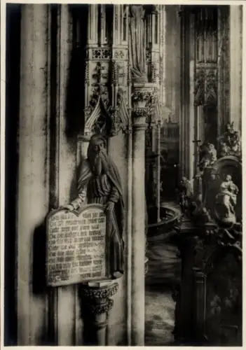 Ak Wien 1 Innere Stadt, Mosesfigur, gotische Figuren, St. Stephanskirche, Wien