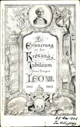 Künstler Ak Papst Leo XIII, Vincenzo Gioacchino Pecci