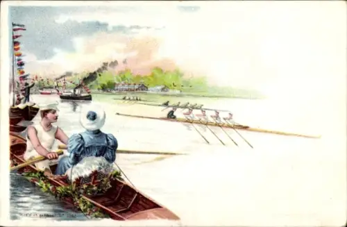 Litho Hip Hip Hurrah, Ruderboote, Regatta