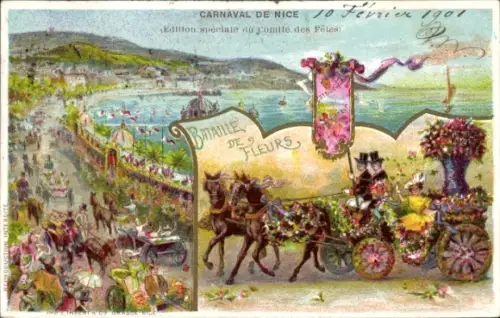 CPA Nice Alpes-Maritimes, Carnaval, Bataille de Fleurs