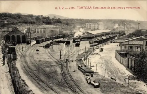 Ak Tortosa, Cataluña, Estaciones de pasajeros y mercancias