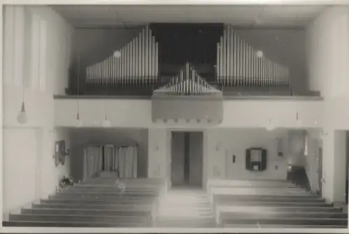Original Foto Berlin Schmargendorf, Salvatorkirche, Innenansicht mit Blick zur Orgel, um 1948