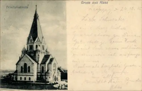 Ak Riesa an der Elbe Sachsen, Trinitatiskirche