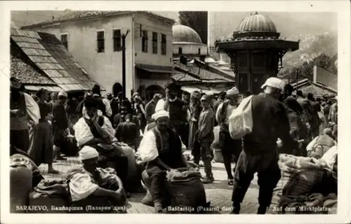 Ak Sarajevo Bosnien Herzegowina, Bascarsija, Marktplatz