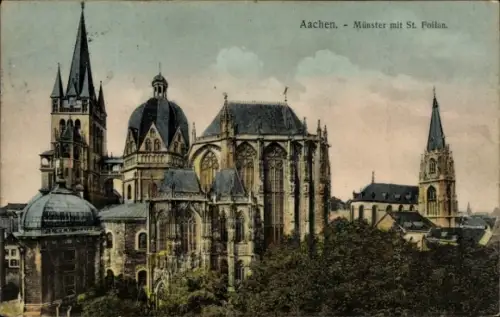 Ak Aachen,  Münster mit St. Foilan, farbige 