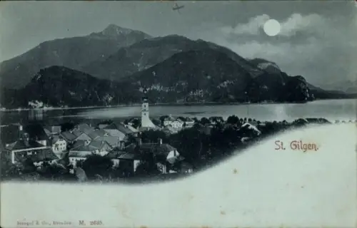 Mondschein Ak St. Gilgen Salzkammergut in Salzburg, Gesamtansicht