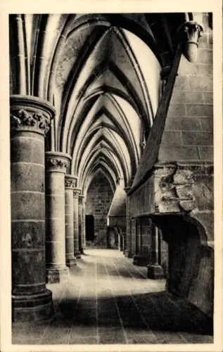 Ak Le Mont Saint Michel Manche, Abtei  Säulen, Gewölbe,  Architektur
