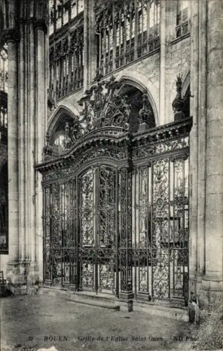 Ak Rouen Seine Maritime, Grilltür der Kirche Saint-Ouen in  kunstvolle Eisenarbeit