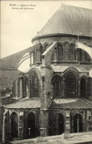 Ak Reims Marne, Eglise St-Remi, Außenansicht,  K. Mercier