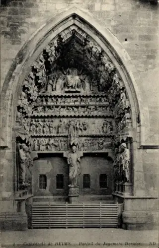 Ak Reims Marne, Kathedrale von  Portal des Jüngsten Gerichts