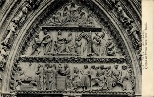 CPA Paris IV Ile de la Cité, Cathédrale Notre-Dame, Tympan du Portail latéral nord