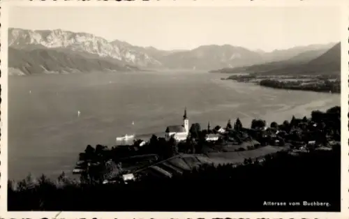 Ak Attersee am Attersee Oberösterreich,  Buchberg, Kirche, Landschaft, Wasser