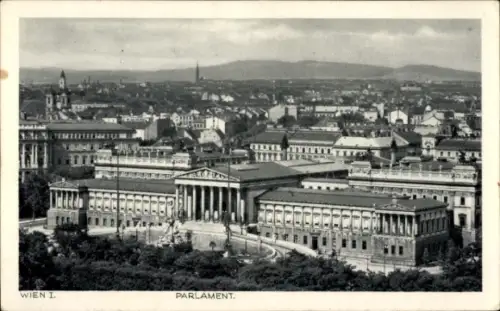 Ak Wien 1 Innere Stadt,  Parlament, griechische Antike, Pallas-Athene-Brunnen