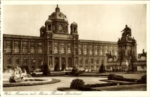 Ak Wien 1 Innere Stadt, Museum mit Maria Theresia Denkmal, Brunnen, Garten, Wien