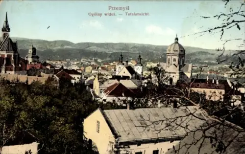 Ak Przemyśl Polen, Stadtansicht von  Berge im Hintergrund, keine Persönlichkeiten, keine Hakenkre