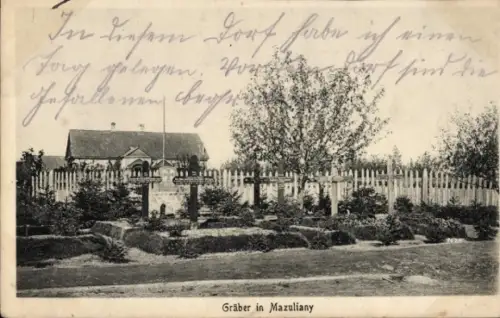 Ak Soldatenfriedhof 1. WK, Gräber in Mazuliany