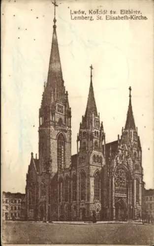 Ak Lwiw Lwów Lemberg Léopol Ukraine, St. Elisabeth-Kirche,   Architektur, 