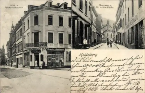Ak Heidelberg am Neckar, Plöck und Diakonissenhaus, Neugasse, St. Anna-Kirche