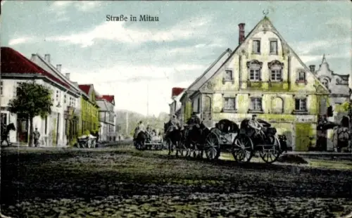 Ak Jelgava Mitau Lettland, Straßenpartie, Soldaten