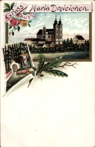 Litho Maria Dreieichen Rosenburg Mold in Niederösterreich, Kloster Maria Drei Eichen