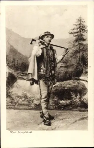 Ak Zakopane Polen, Goral Zakopianski, Mann in polnischer Tracht