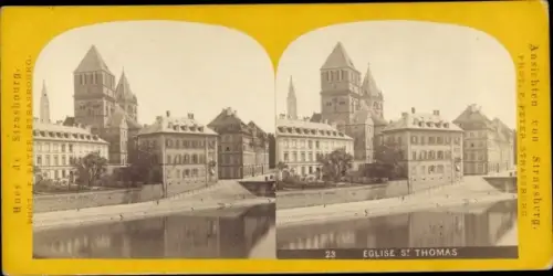 Stereo Foto Strasbourg Straßburg Elsass Bas Rhin, Eglise St. Thomas
