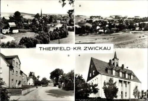 Ak Thierfeld Hartenstein im Erzgebirge Sachsen, Teilansicht, Hauptstraße, Polytechnische Oberschule