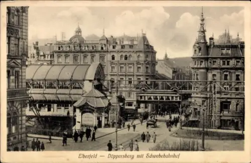 Ak Elberfeld Wuppertal, Elberfeld-Doppersberg, Schwebebahnhof,  Gebäude, Straßenansicht
