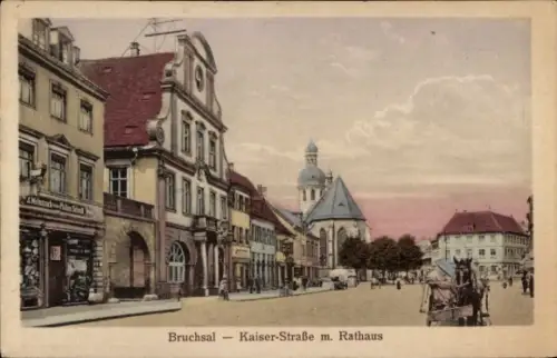 Ak Bruchsal im Kraichgau, Kaiser-Straße, Rathaus