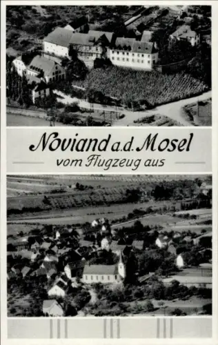 Ak Noviand an der Mosel, Luftaufnahme von Noviand, Mosel, Schwarz-Weiß, Text: vom Flugzeug aus