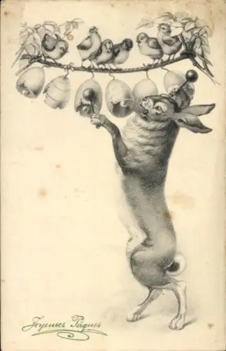 Ak Glückwunsch Ostern, Osterhase, Küken