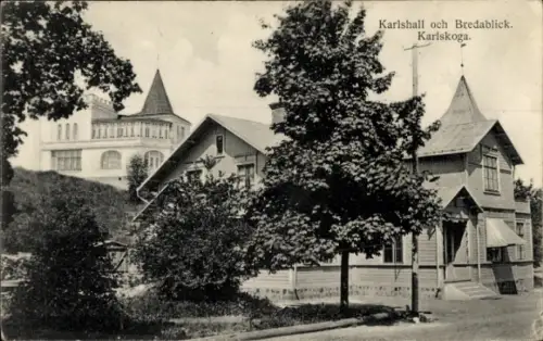 Ak Karlskoga Schweden, Karlshall och Bredablick