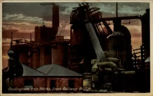 PC Frodingham Lincolnshire England, Iron Works, from Railway Bridge