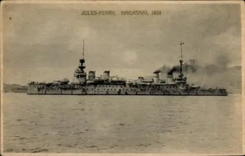 Ak Nagasaki Präfektur Nagasaki Japan, Panzerkreuzer Jules Ferry, 1924