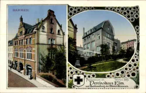 Ak Barmen Wuppertal, Vereinshaus Elim und Buchhandlung des Blauen Kreuzes