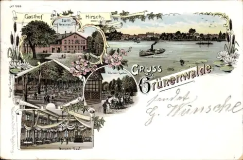 Litho Grünewalde Schönebeck an der Elbe, Gasthof zum braunen Hirsch, Konzertsaal