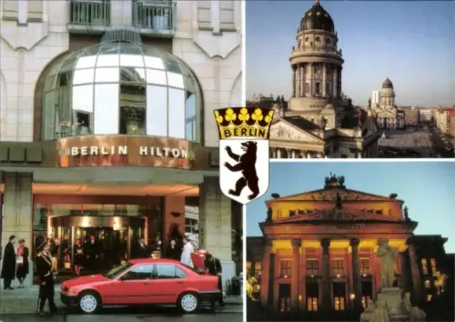 Ak Berlin Mitte, Hotel Hilton, Mohrenstr. 30, Gendarmenmarkt, Dt. u. französ. Dom, Schauspielhaus