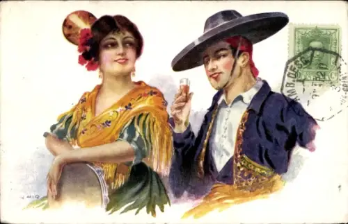 Künstler Ak Mir, R., Spanisches Paar in Trachten, Tipos Espanoles, Cordobeses