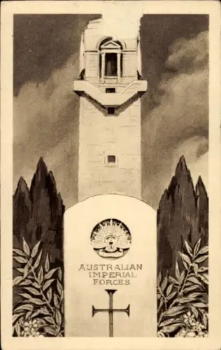 Ak Villers Bretonneux Somme, Australisches Denkmal