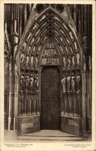 Ak Strasbourg Straßburg Elsass Bas Rhin, Münster, linkes Portal