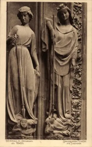 Ak Strasbourg Straßburg Elsass Bas Rhin, Münster, Die Tugenden