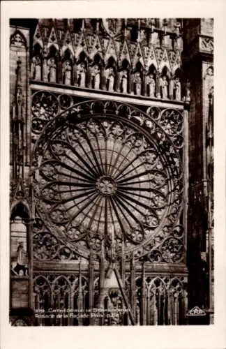 Ak Strasbourg Straßburg Elsass Bas Rhin, Münster, Rosettenfenster der Hauptfassade