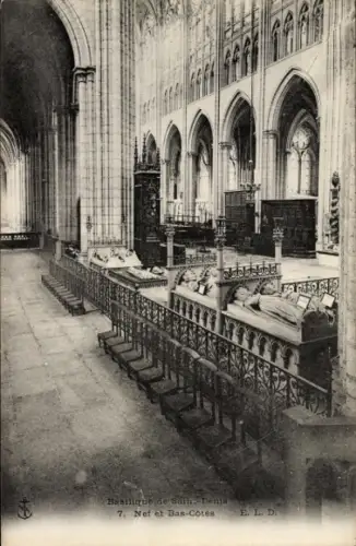 Ak Ile Saint Denis Seine Saint Denis, Basilika, Hauptschiff und Seitenschiffe